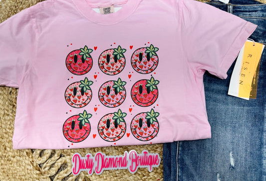 Strawberry Smiley Collage CC Tee