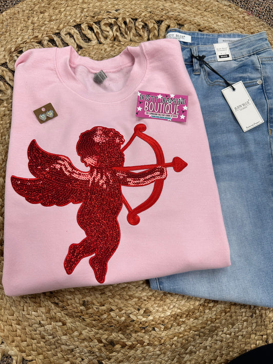 Red Cupid Patch Sweatshirt