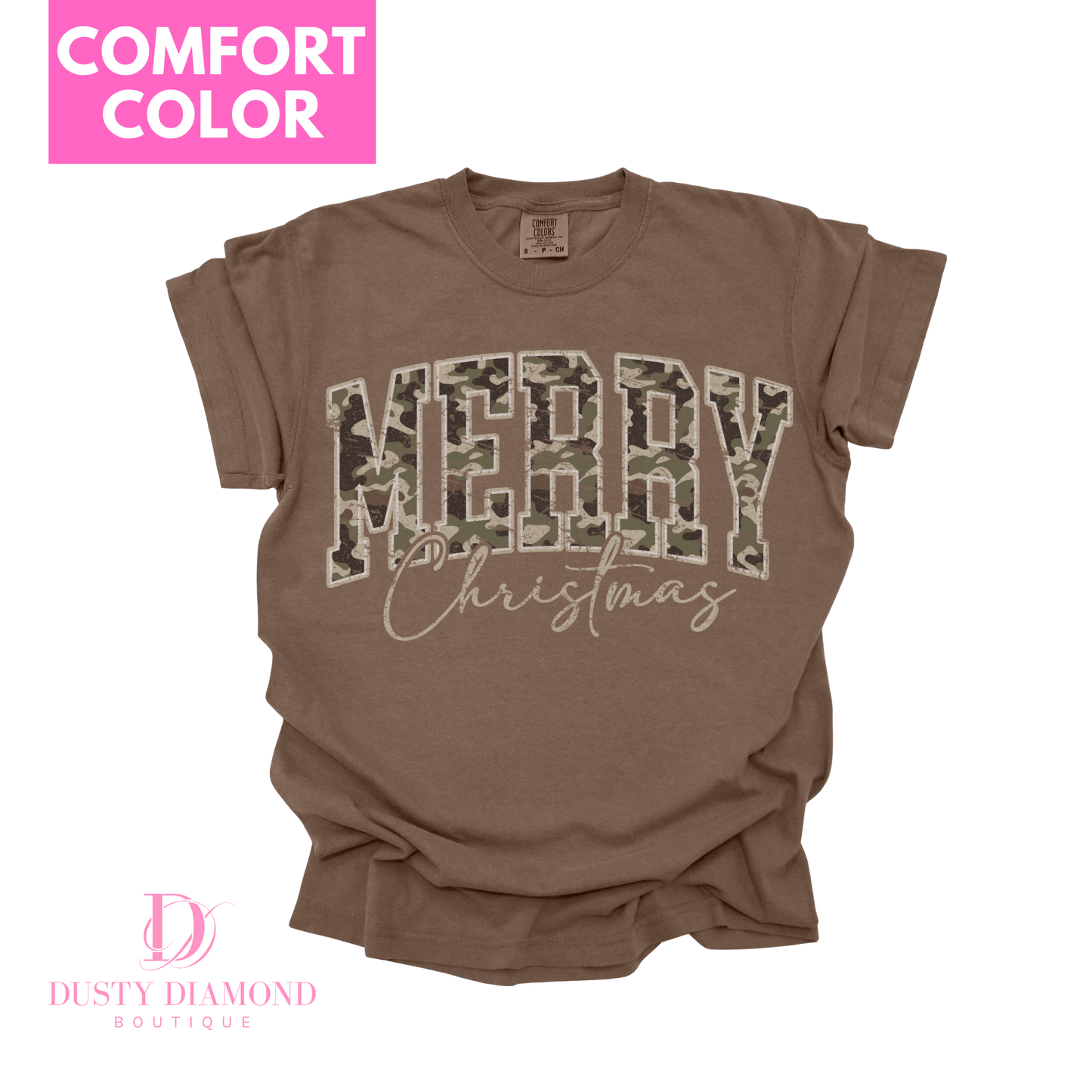 Camo Merry Christmas Comfort Color T-shirt