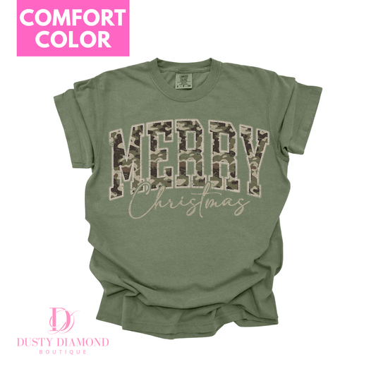 Camo Merry Christmas Comfort Color T-shirt