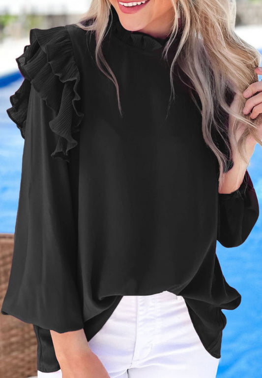 Black Ruffle Blouse