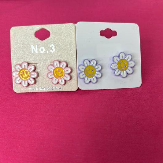 Flower Smiley Face Earring