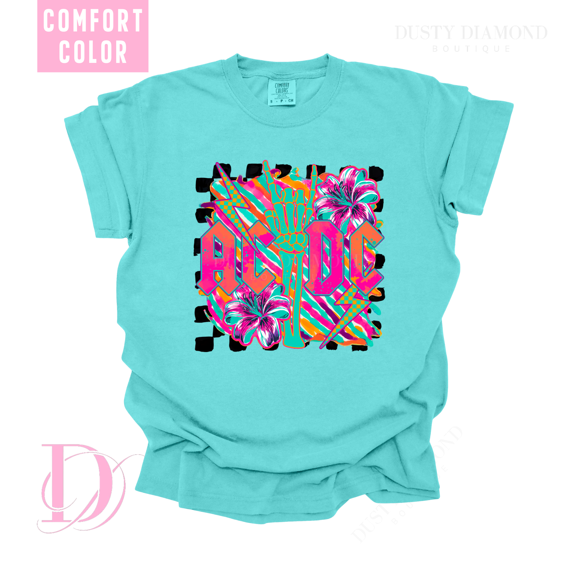 Neon A C D C Comfort Color T Shirt – Dusty Diamond Boutique