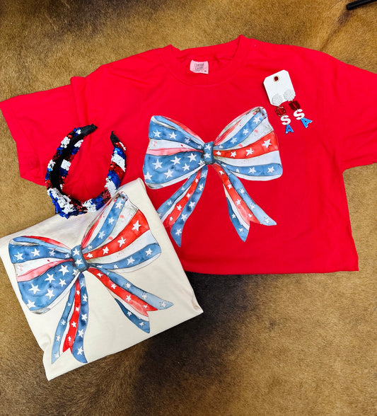 All American Bow Comfort Color Tee