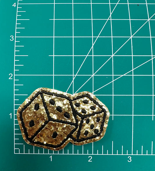 Gold Chenille Dice Patch