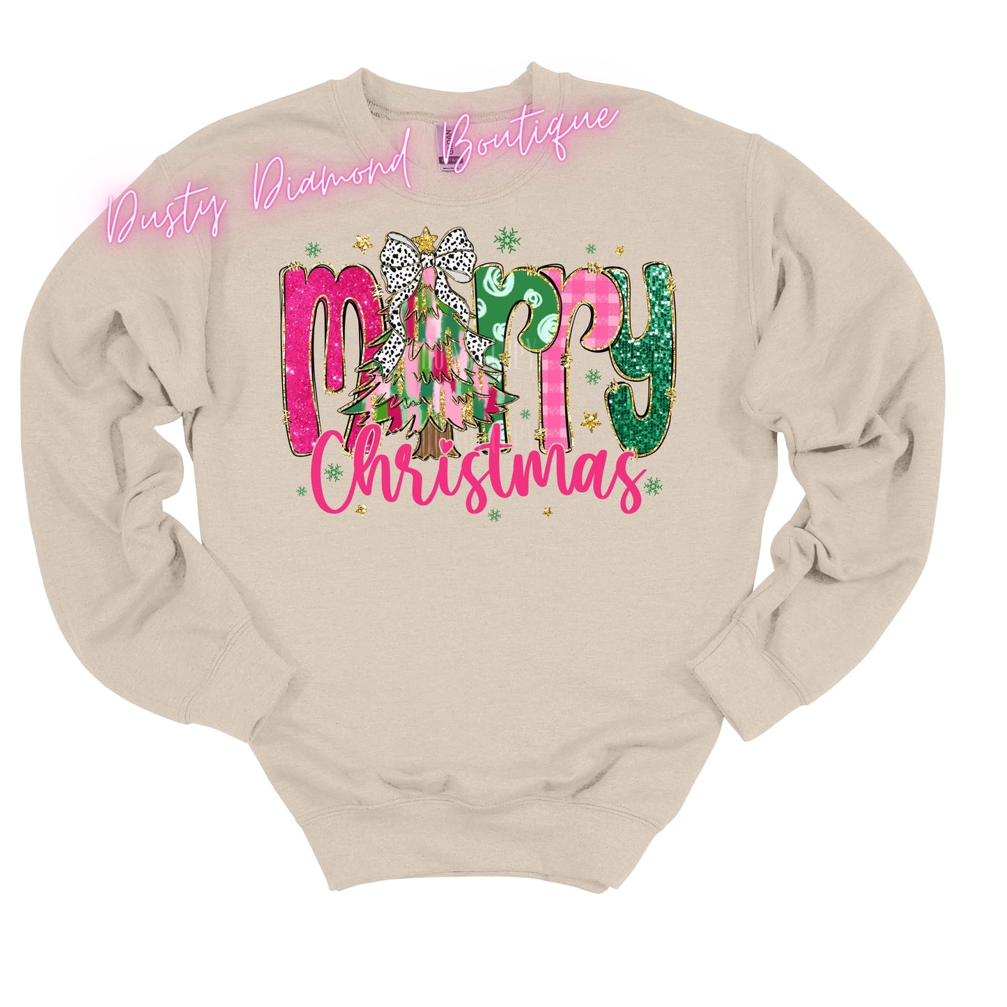 Pink Merry Christmas Tree Gildian Sweatshirt