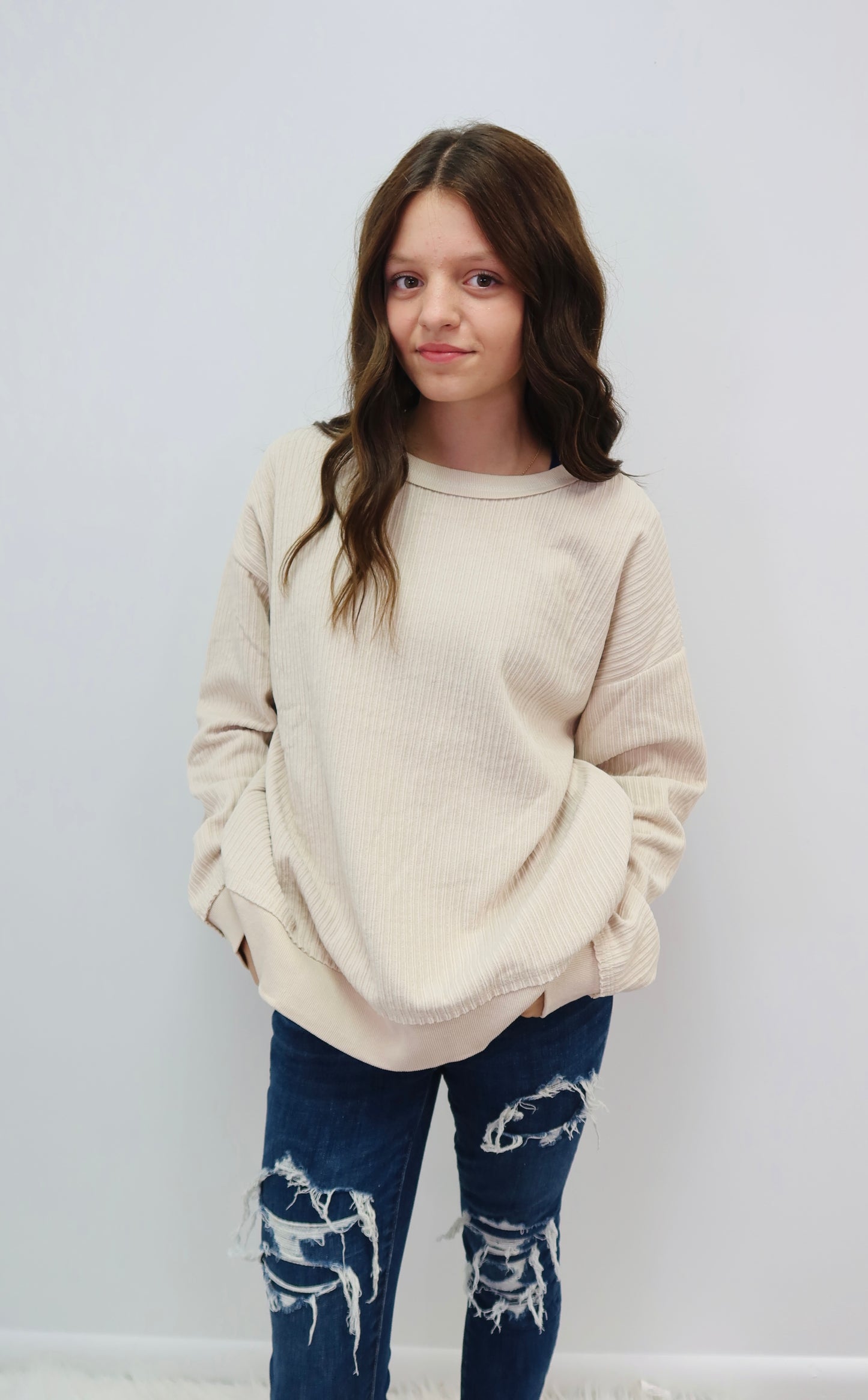 So Causal Cream Ribbed Sweater