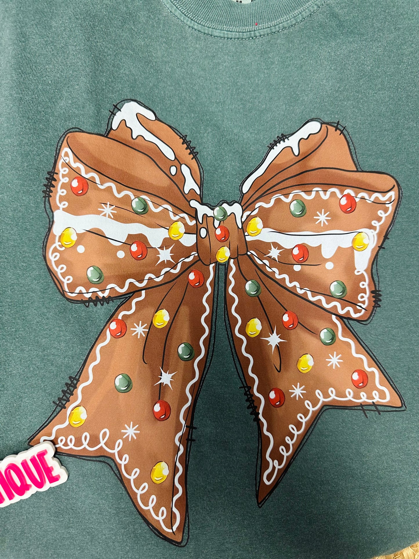 Gingerbread Bow Comfort Color T shirt