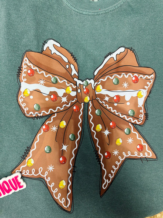 Gingerbread Bow Comfort Color T shirt