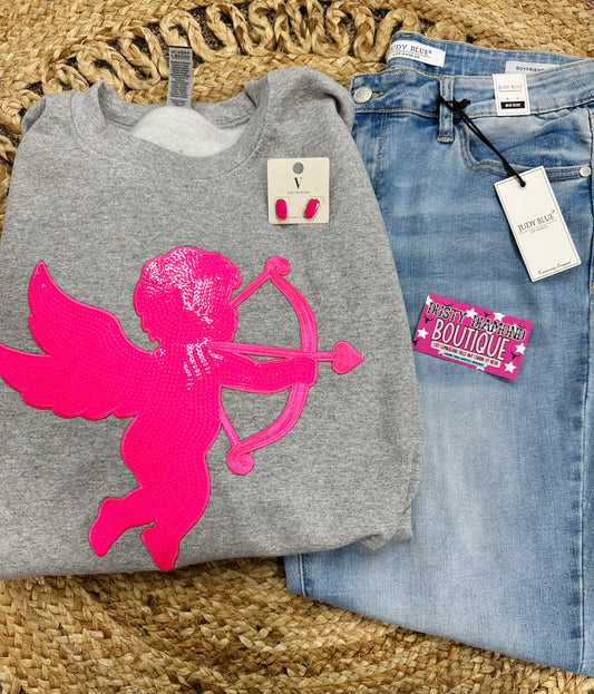 Pink Cupid Patch Sweatshirt