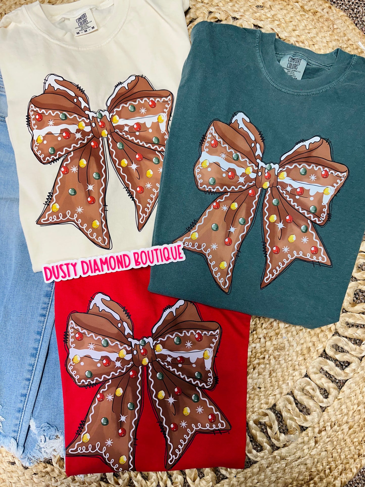 Gingerbread Bow Comfort Color T shirt