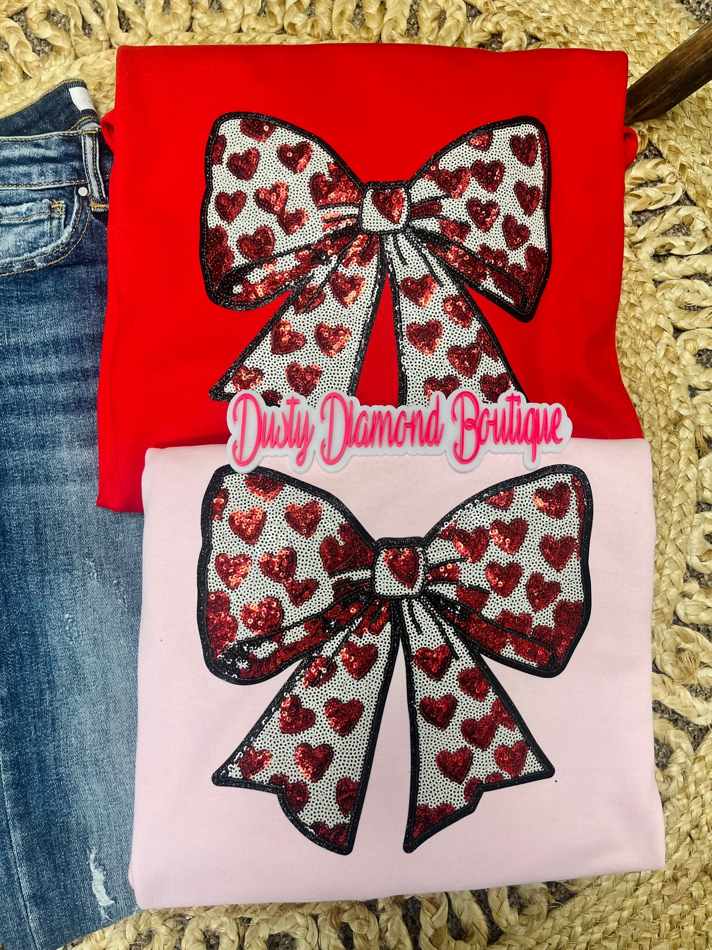 Bow & Hearts Sequin Patch Sweatshirt