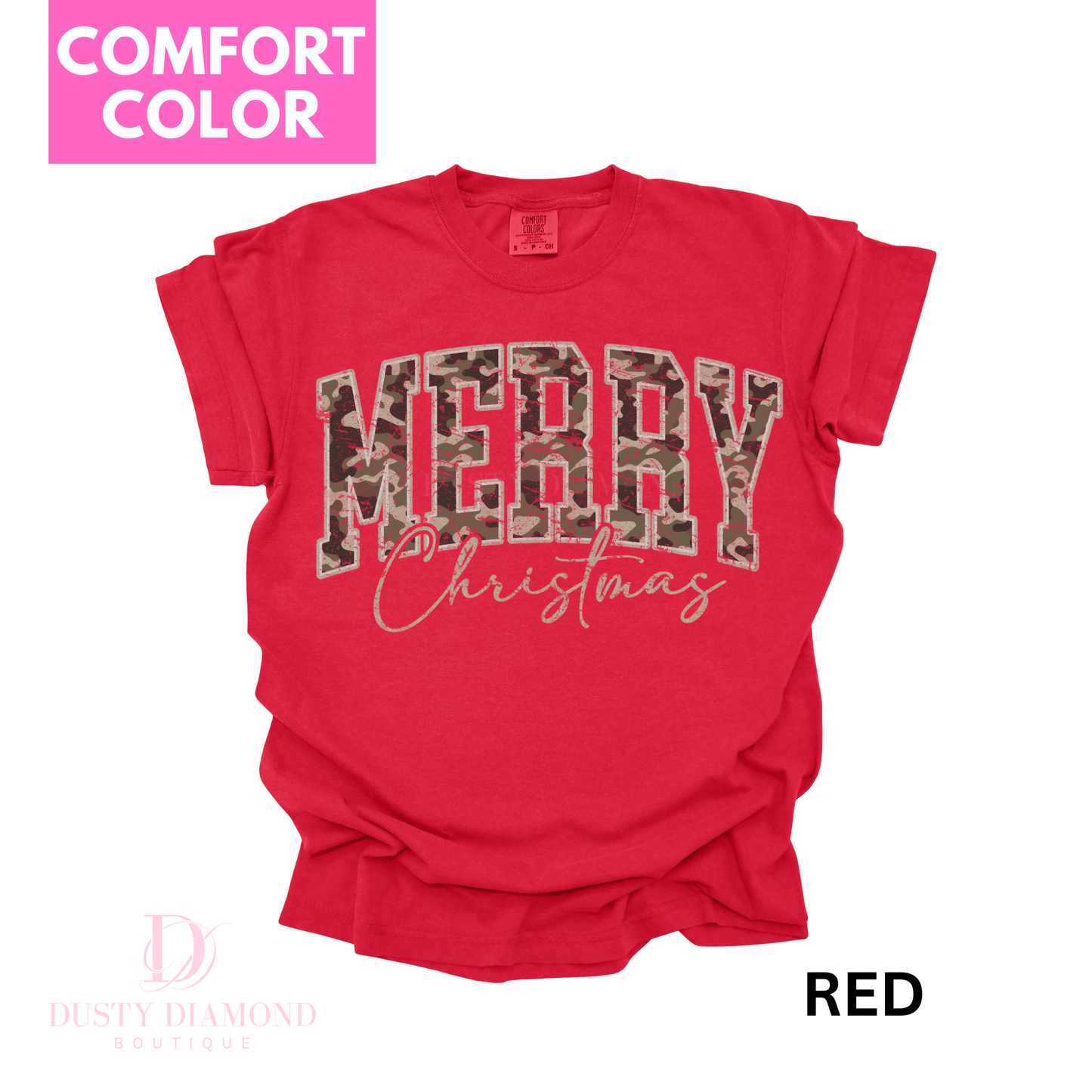 Camo Merry Christmas Comfort Color T-shirt