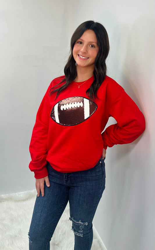 Football Sequin Patch Crewneck