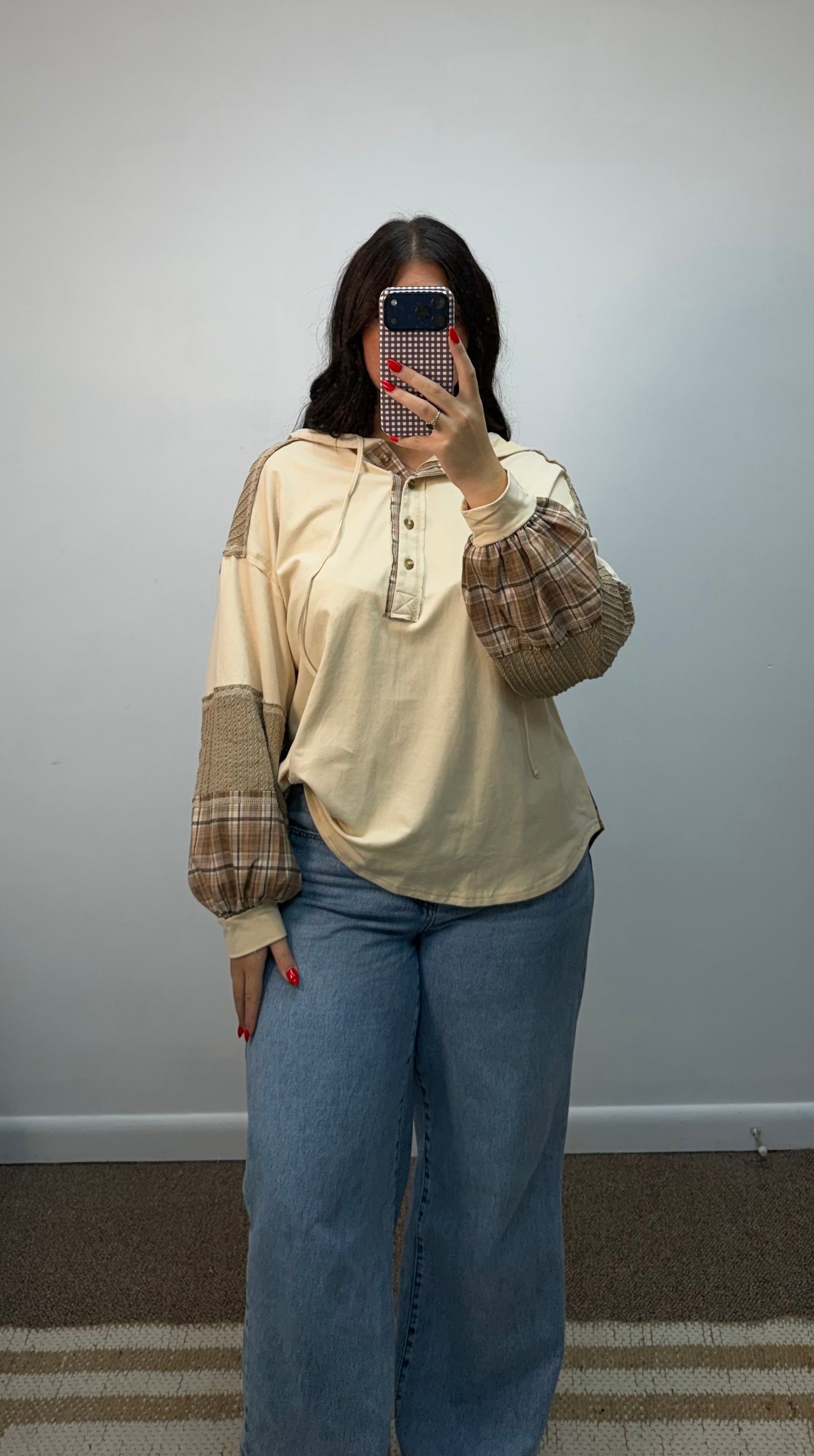 Plaid About You Hooded Top PLUS