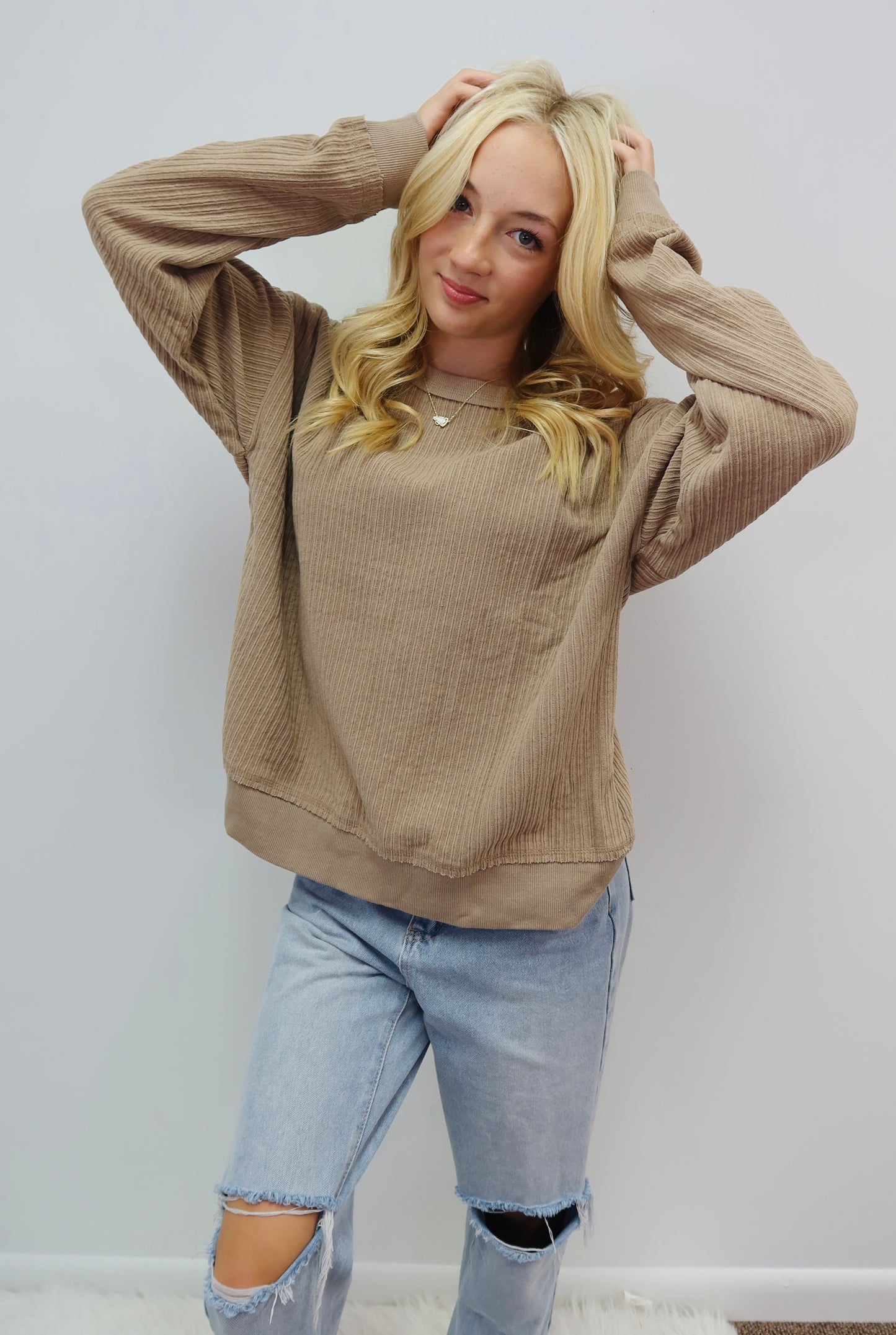 So Causal Mocha Ribbed Sweater