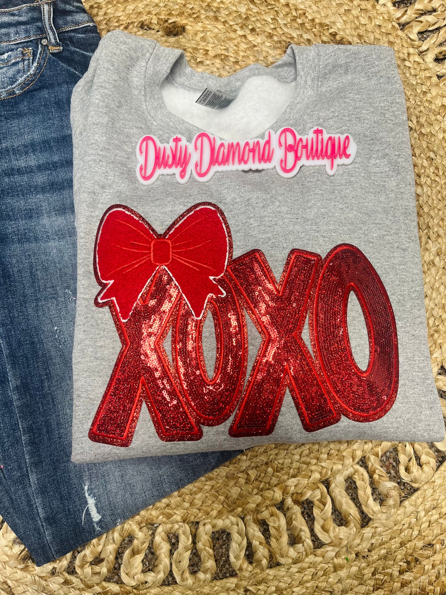 Xoxo Red Sequin Patch Sweatshirt