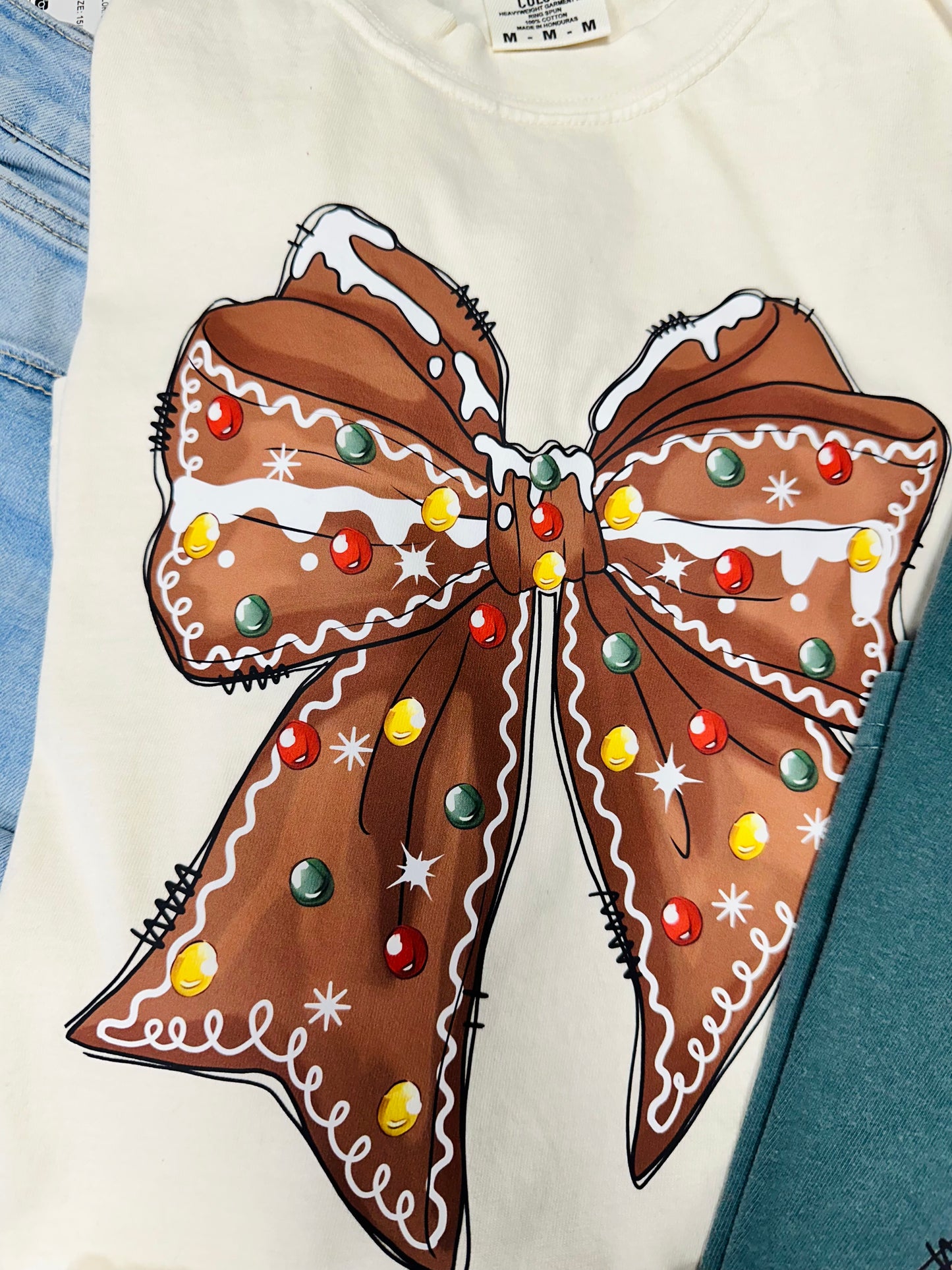 Gingerbread Bow Comfort Color T shirt