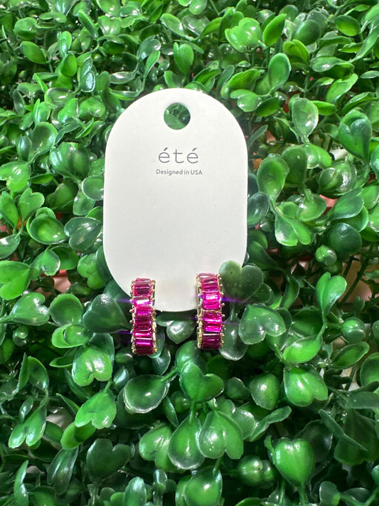 Rectangle Cut Pink Diamond Earrings