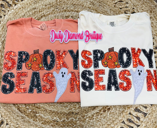 Spooky Season Fake Sequin Comfort Color T- Shirt