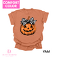 Jack-O-Lantern with Plaid Bow Comfort COLOR T-shirt