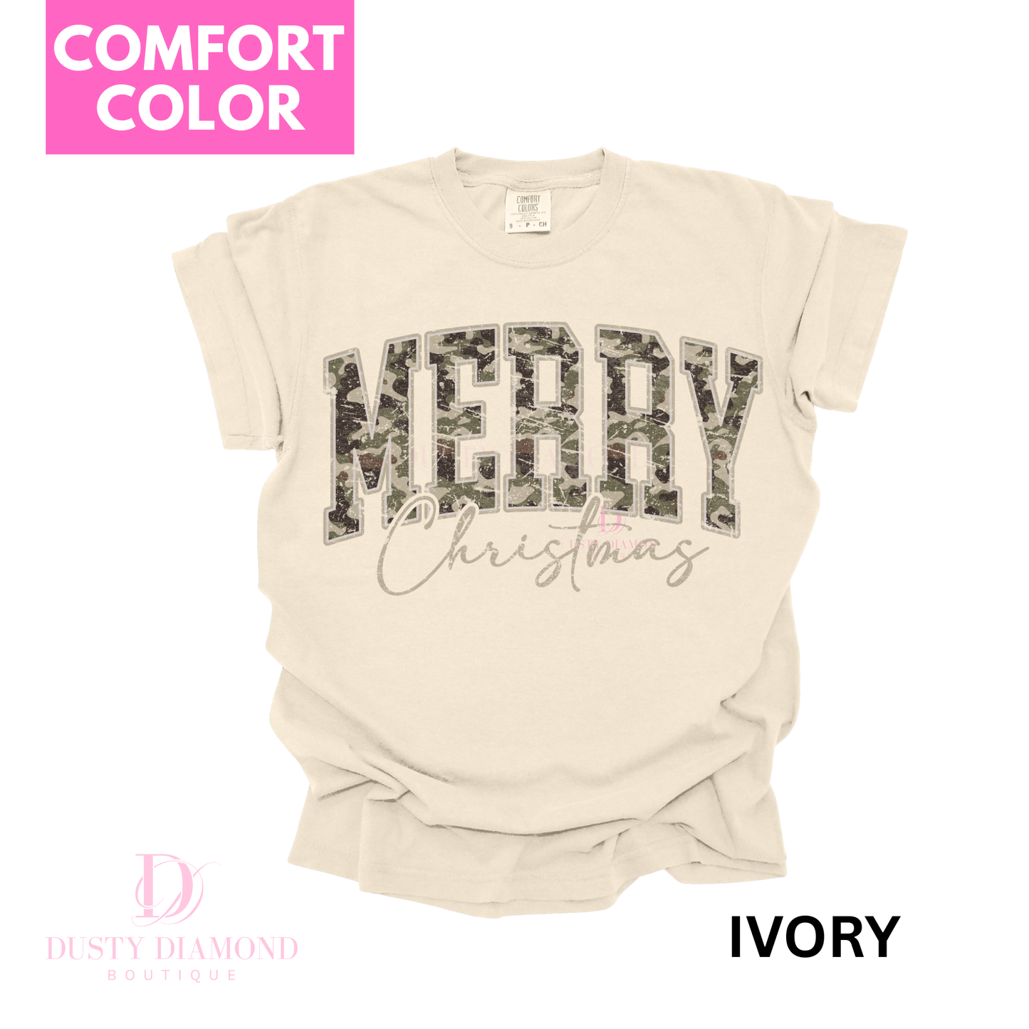 Camo Merry Christmas Comfort Color T-shirt