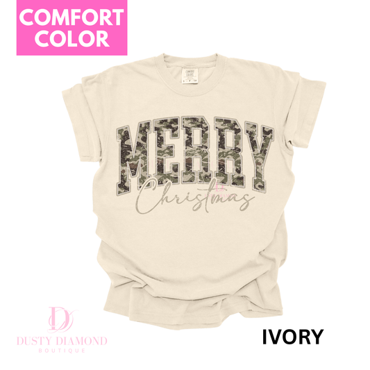 Camo Merry Christmas Comfort Color T-shirt