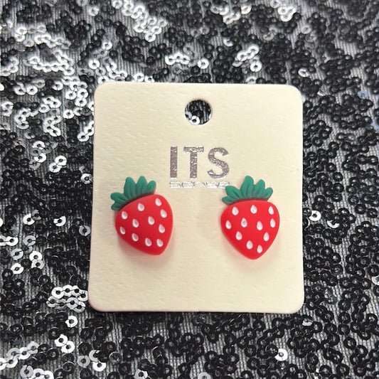 Clay Strawberry Studs