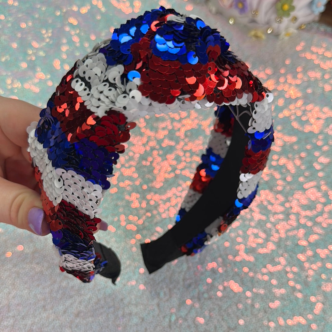 Red White Blue sequin Headband