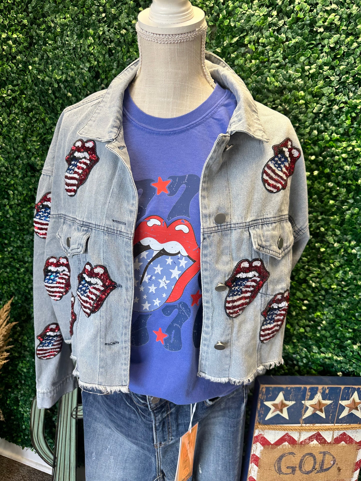 Sequin Rolling Stone Jean Jacket