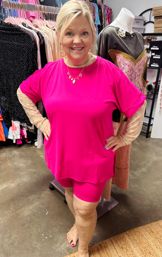 Hot Pink HYPE Biker Short Set