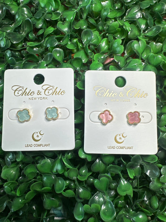 Blue & Pink Gold Earrings