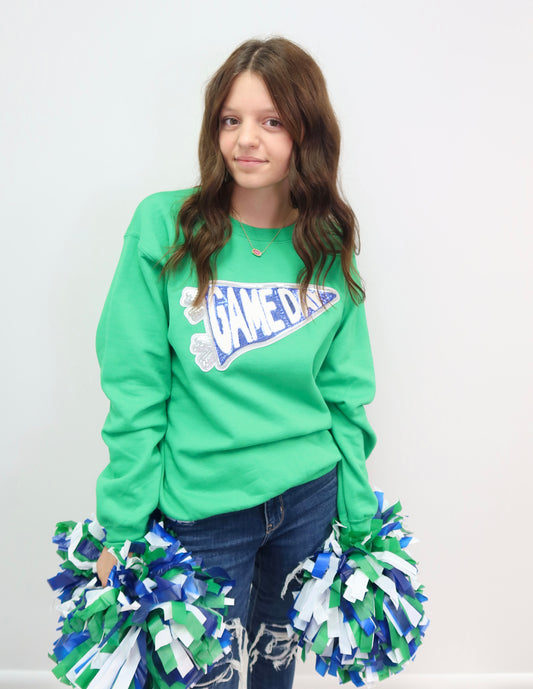 Gameday Green & Royal Patch Sweatshirt