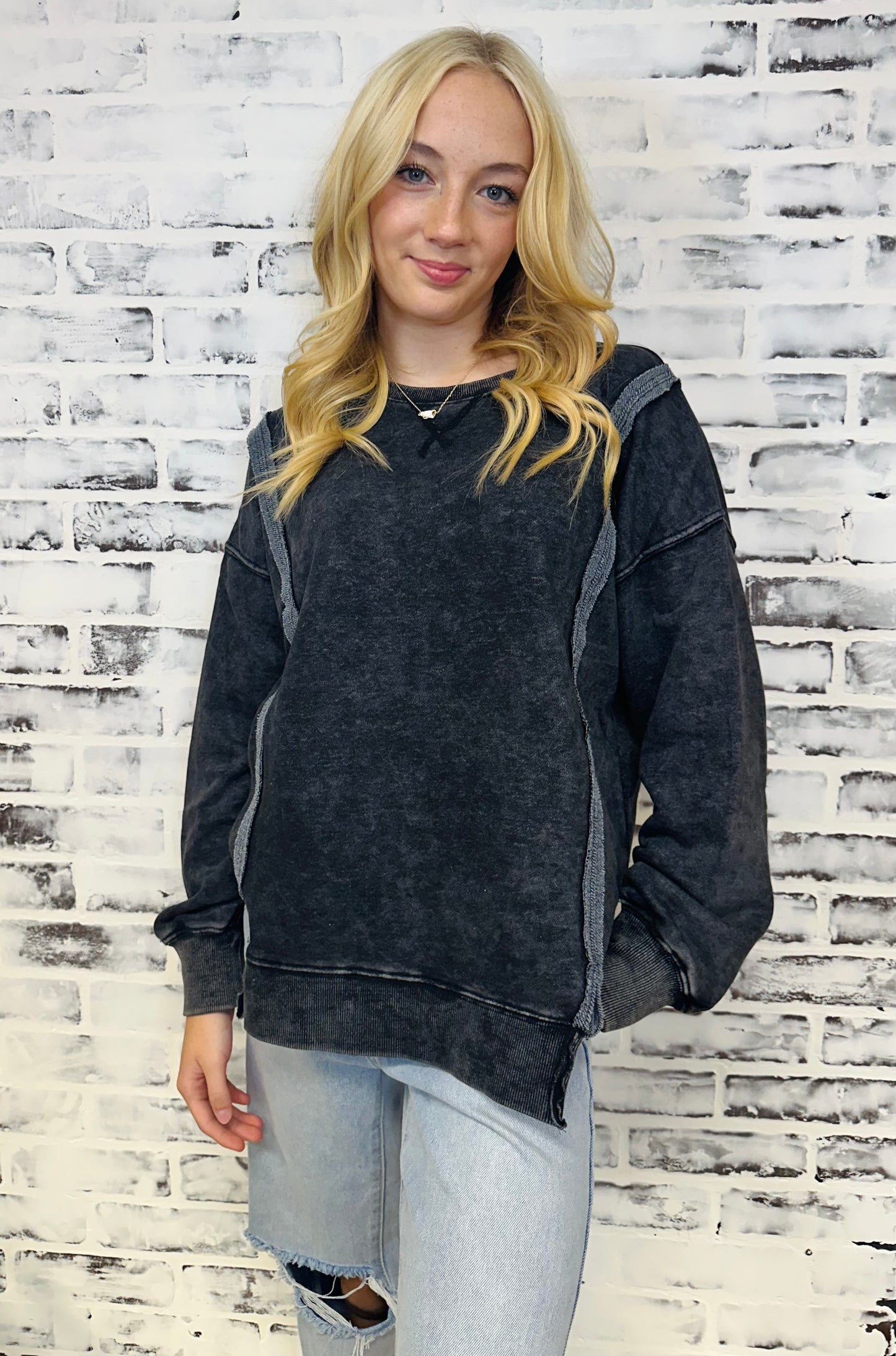 Black Acid Wash Sweatshirt