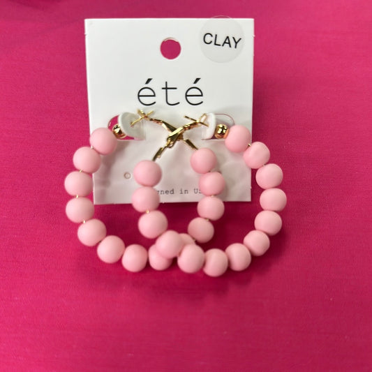 Blush Babe Clay Hoop Earring