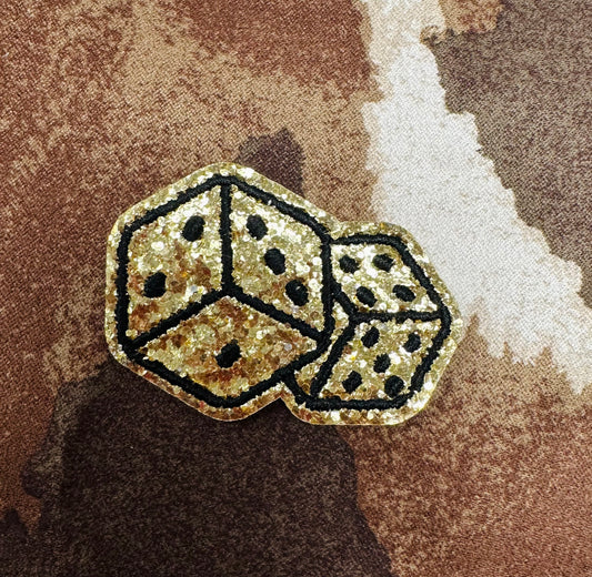 Gold Chenille Dice Patch