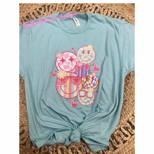 Smiley Summer Collage Tultex Tee