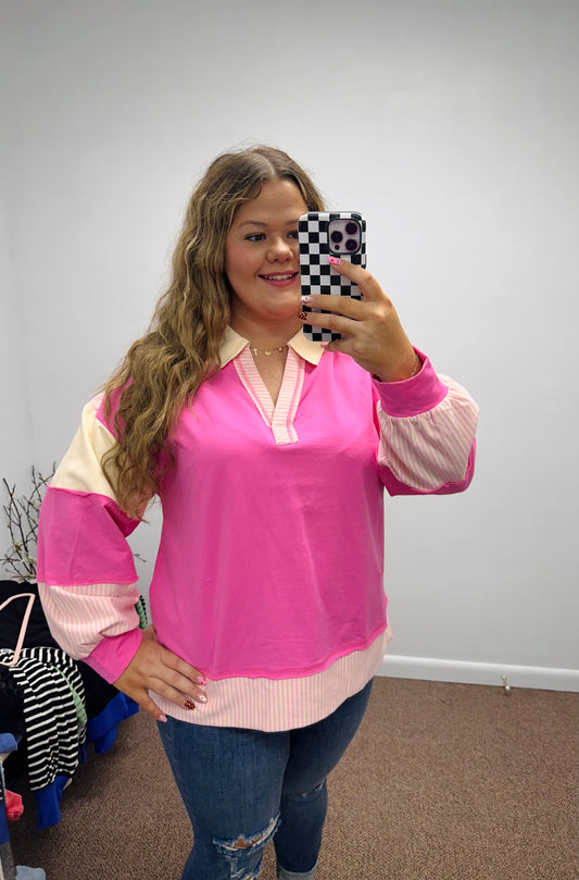 Pretty in Prep Color Block Pullover