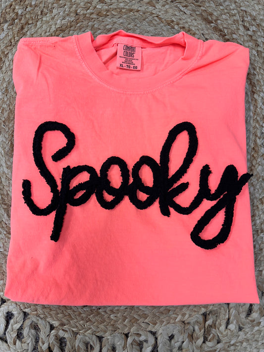 Spooky Yarn Embroidered Tshirt on Comfort Colors