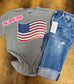 American Flag Chenille Patch Comfort Color T shirt