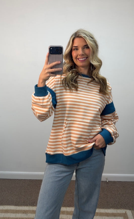 Just PeachyStriped Pullover
