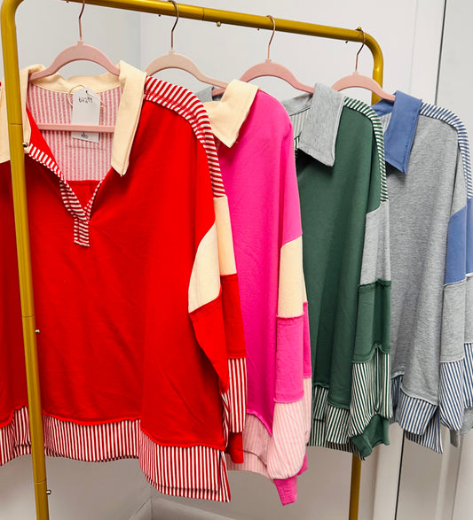 Pretty in Prep Color Block Pullover