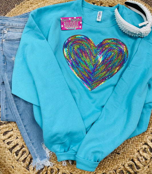 Multicolor Heart Patch Sweatshirt