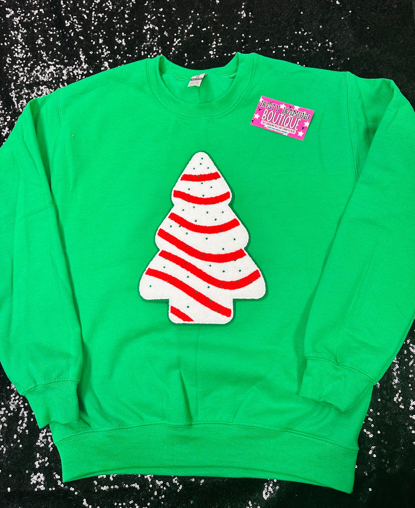 Christmas tree Cake Chenille Patch Crew