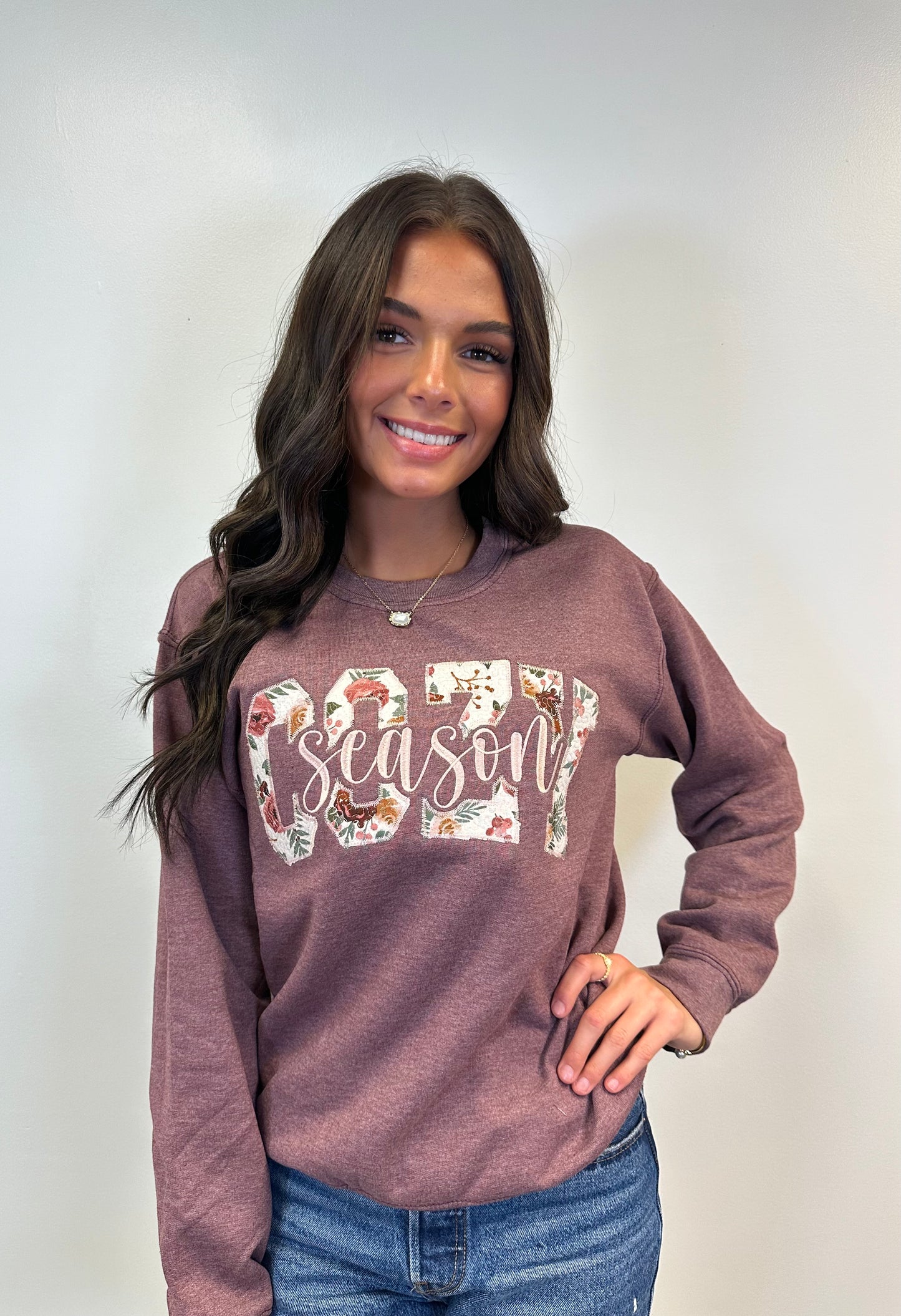 Cozy Season Floral Embroidered Sweatshirt