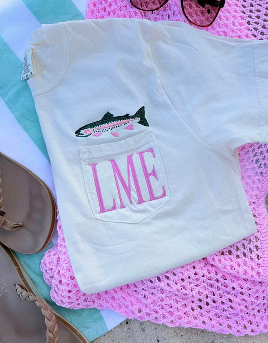 Trout Monogram Pocket Comfort Color Tee