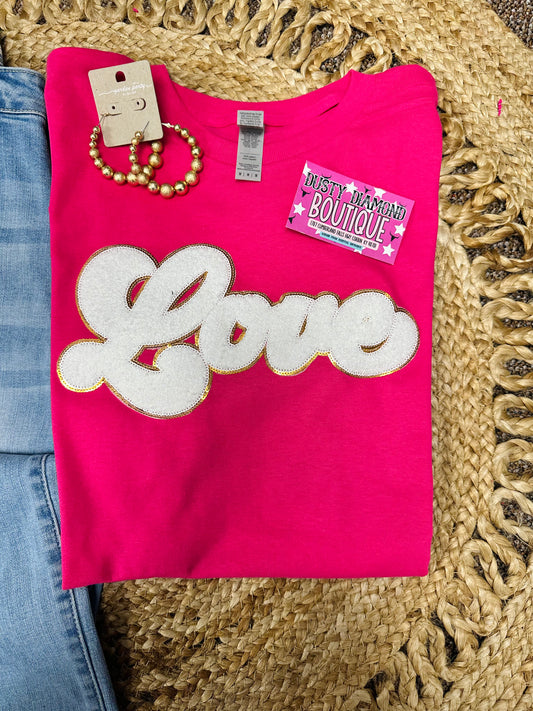 Love Chenille Patch T shirt