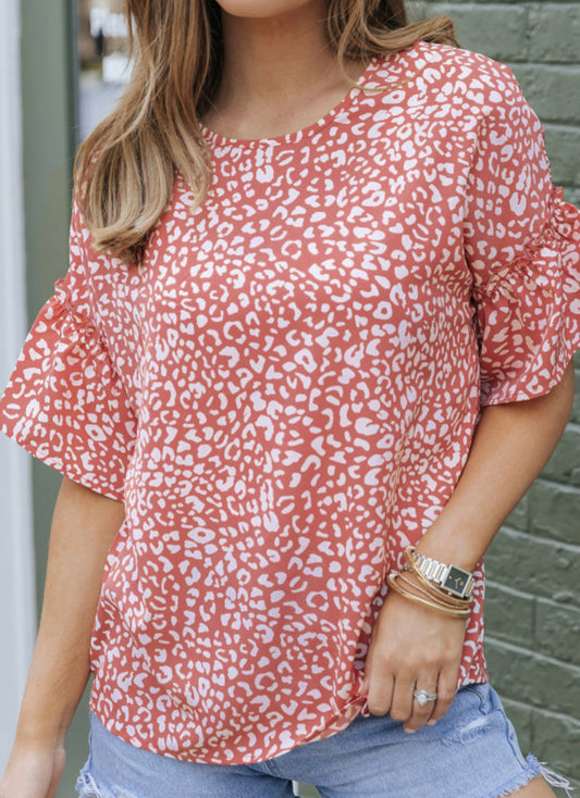 Pink Leopard Ruffle Tshirt