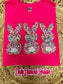 Hot Pink Sequin Bunny Embroidery T shirt