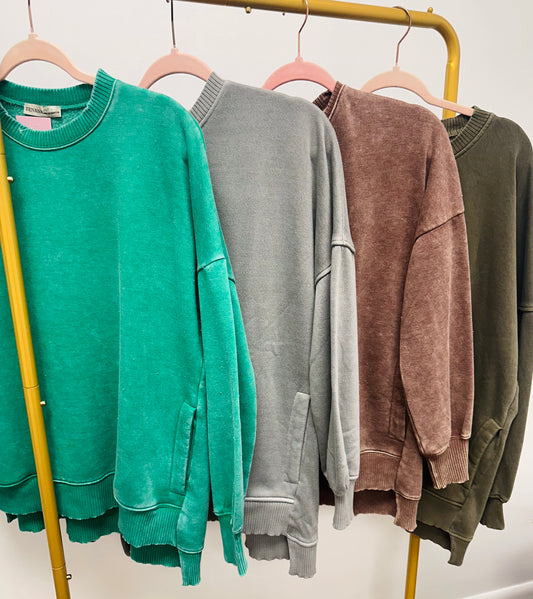 Pocket Acid Wash Sweatshirt